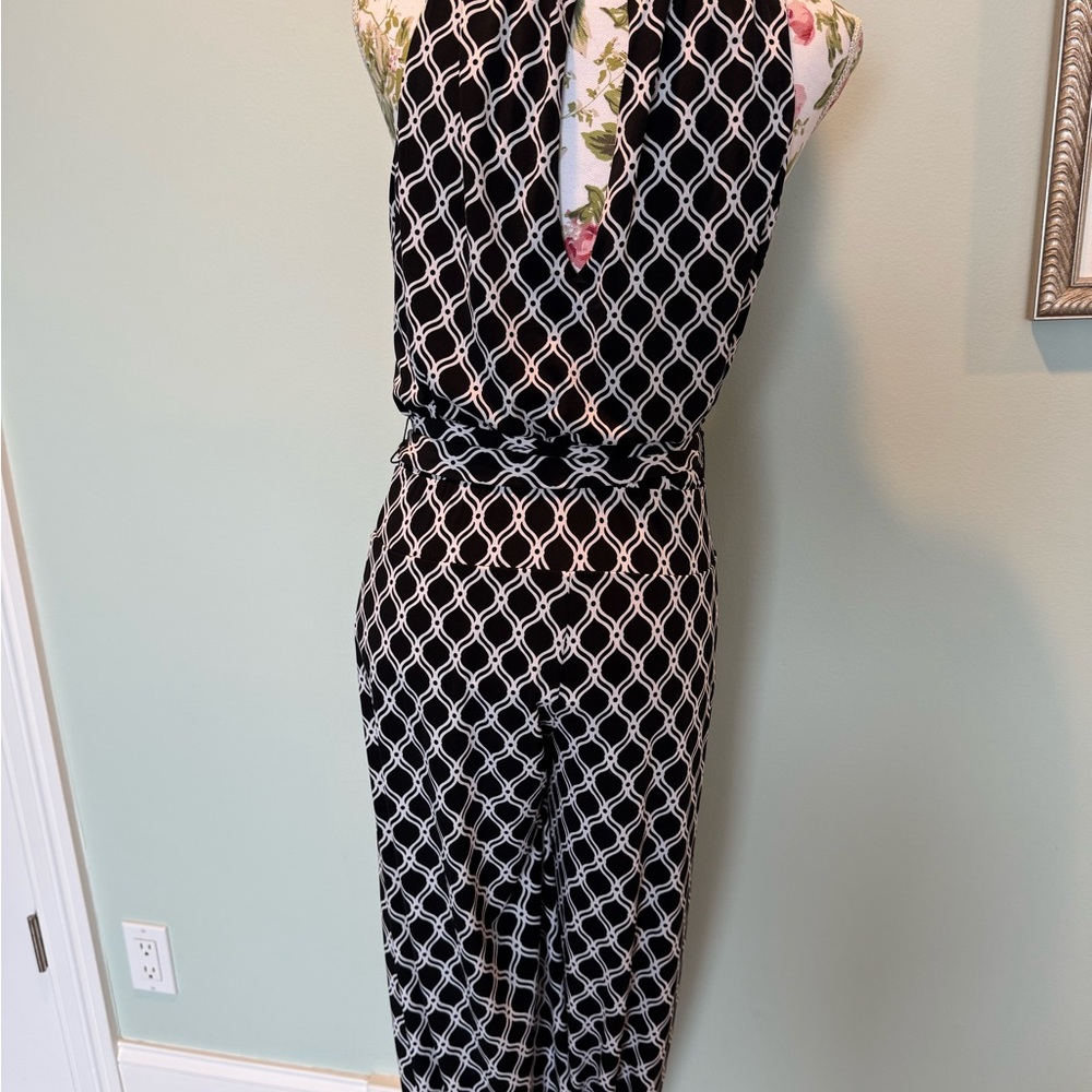 Chic Black and White Patterned Jumpsuit